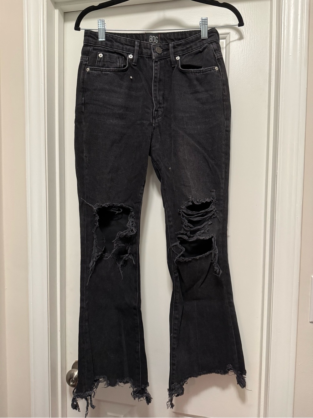BDG Distressed Flare Jeans Waist 25 Black